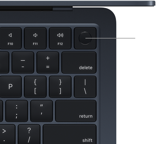 MacBook Air-tangentbordet med Touch ID sett ovanifrån