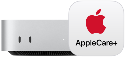 Mac mini i silver och AppleCare+, sett framifrån
